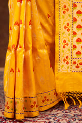 HKV Benaras -Pure Katan silk Kadhwa Bootidar with floral Border Banarasi Saree