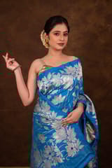HKV Benaras -Pure Katan silk Kadhwa Jangla with Fusion border Banarasi Saree