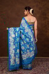 HKV Benaras -Pure Katan silk Kadhwa Jangla with Fusion border Banarasi Saree
