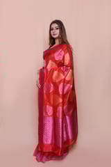 HKV Benaras -Pure Katan Silk Paan Meenakari Kadhwa Boota Banarasi saree