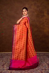 HKV Benaras -Pure Organza silk Cotton Cutwork with contemporary Border Banarasi Saree