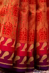 HKV Benaras -Pure Organza silk Cotton Cutwork with contemporary Border Banarasi Saree
