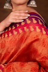 HKV Benaras -Pure Organza silk Cotton Cutwork with contemporary Border Banarasi Saree