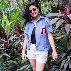 Juhi Malhotra - Blue Music Note shirt