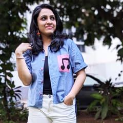 Juhi Malhotra - Blue Music Note shirt