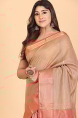 Living Looms of India - Zig Zag Chatai border Maheshwari Tissue Saree