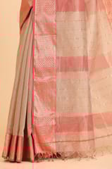 Living Looms of India - Zig Zag Chatai border Maheshwari Tissue Saree