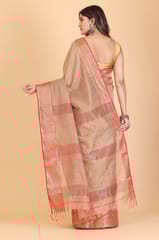 Living Looms of India - Zig Zag Chatai border Maheshwari Tissue Saree