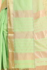 Living Looms of India - Mint Green Zig Zag Chatai border Maheshwari Tissue Saree