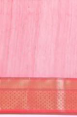 Living Looms of India - Salmon Pink Bhund Buti Maheshwari Saree with Gold Zari Work