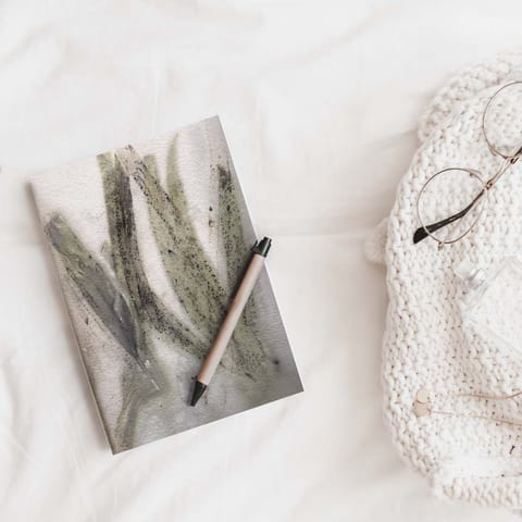Eco-printed Handmade Journal - Eucalyptus leaf print