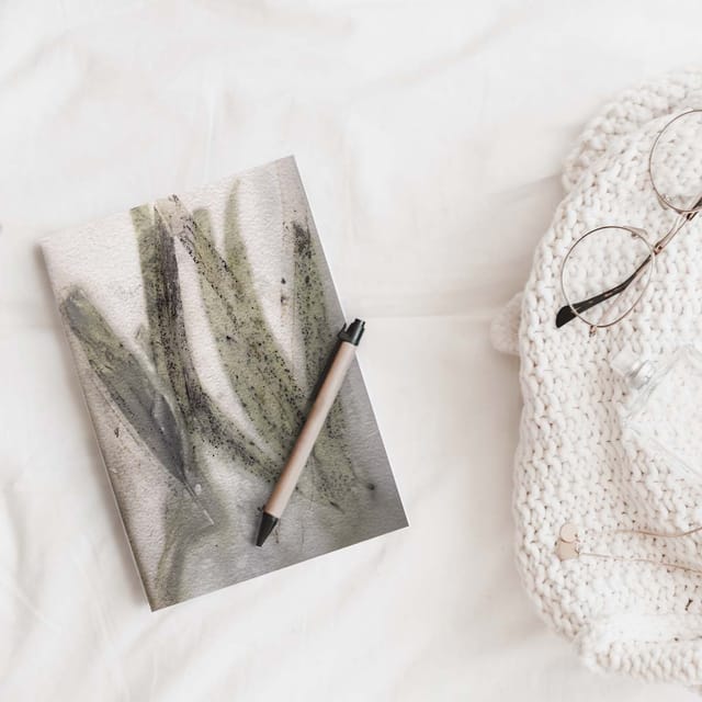 Eco-printed Handmade Journal - Eucalyptus leaf print