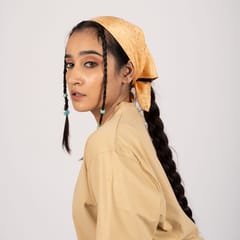 Eco-printed Silk Bandana - Peach with brown dots