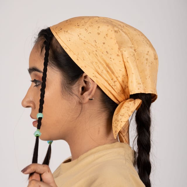 Eco-printed Silk Bandana - Peach with brown dots