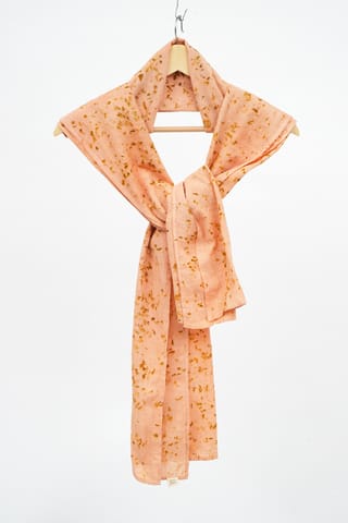 Eco-printed Kala Cotton Stole - Peach with Yellow