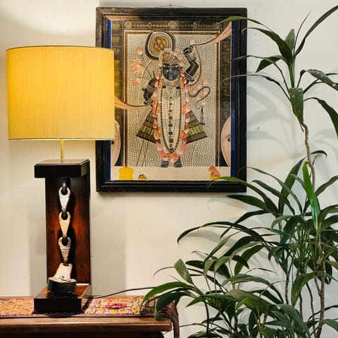 Khoj Crafts - Table Lamp with  Lock Latch Details : Noor 23 (Shade Included )