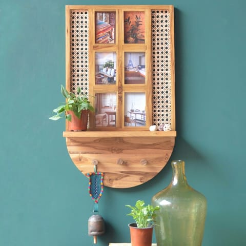 Opaque Studio-Window Teak Wood Wall Mounted Photo Frame
