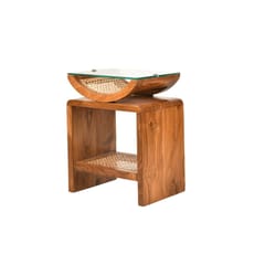 Opaque Studio-Arch Cane Teak Wood Side Table
