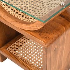 Opaque Studio-Arch Cane Teak Wood Side Table