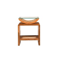 Opaque Studio-Arch Cane Teak Wood Side Table