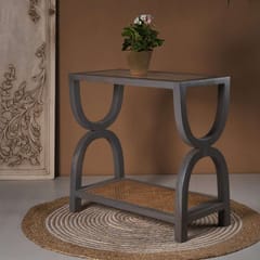 Opaque Studio-Polar Stroke Teak Wood Console Table