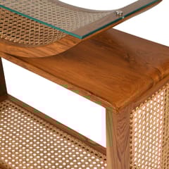 Opaque Studio-Arch Cane Teak Wood Console Table