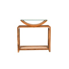 Opaque Studio-Arch Cane Teak Wood Console Table