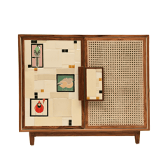Opaque Studio-Aviary Cane Double Door Cabinet