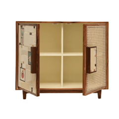 Opaque Studio-Aviary Cane Double Door Cabinet