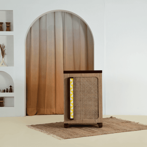 Opaque Studio-Cocoa Cane Single Door Cabinet