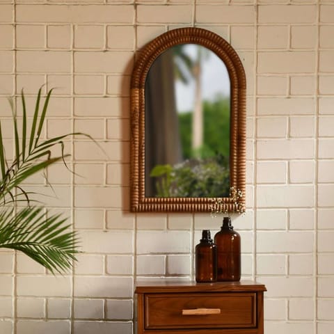 Opaque Studio-Arable Teak Wood Wall Mirror