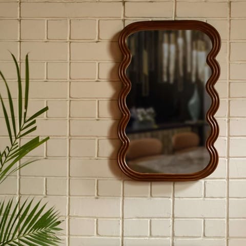 Opaque Studio-Sable Teak Wood Wall Mirror