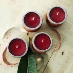Craftlipi - Terracotta Clay Designer "DOMATIC CYLINDER" Perfumed Candle / Reusable Candle Holder - Set of 4