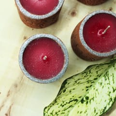 Craftlipi - Terracotta Clay Designer  "CYLINDER" Perfumed Candle / Reusable Candle Holder - Set of 4