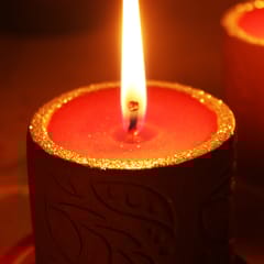 Craftlipi - Terracotta Clay Designer  "CYLINDER" Perfumed Candle / Reusable Candle Holder - Set of 4