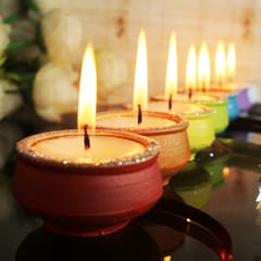 Craftlipi - Multicolour Terracotta Clay "HANDI" Perfumed Candles / Reusable Pots : Set of 12