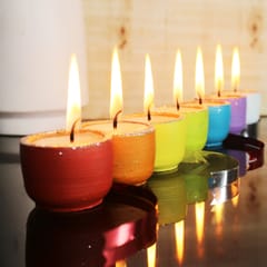 Craftlipi - Multicolour Terracotta Clay Pot "CUP" Perfumed Candles / Reusable Pots : Set of 12
