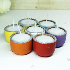 Craftlipi - Multicolour Terracotta Clay Pot "CUP" Perfumed Candles / Reusable Pots : Set of 12