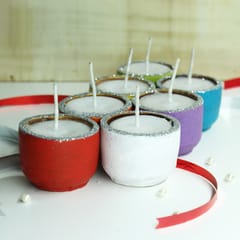 Craftlipi - Multicolour Terracotta Clay Pot "CUP" Perfumed Candles / Reusable Pots : Set of 12