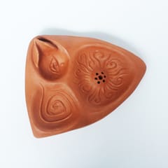 Craftlipi - 4 in 1 Puja Essential : Terracotta Clay Designer Textured "FIRE ANGLE" + complimentary candles, cotton wicks & Agarbatti