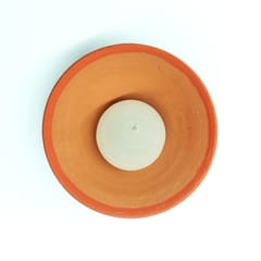 Craftlipi - Terracotta Clay "PLATO" Candle Pot / Holder / Plate : Set of 12 + Complimentary Candles / Tealights 12 pcs