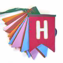 UMW - Upcycled Happy Birthday Swallowtail Flag Bunting/Banner