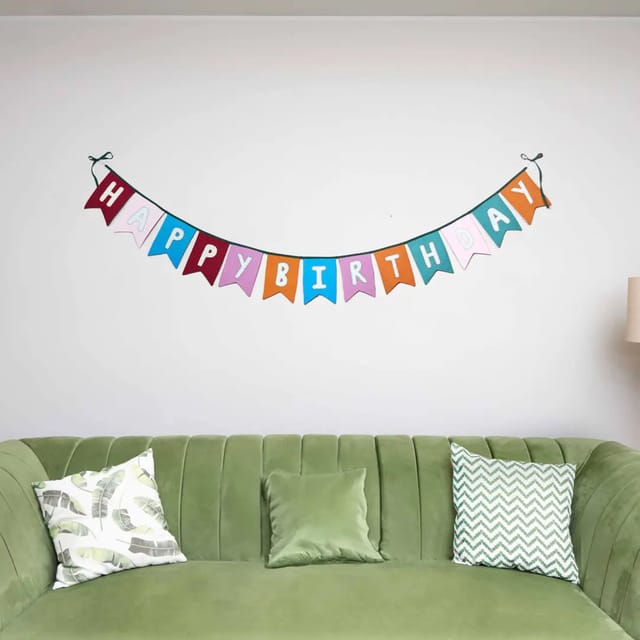 UMW - Upcycled Happy Birthday Swallowtail Flag Bunting/Banner