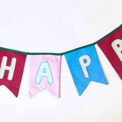 UMW - Upcycled Happy Birthday Swallowtail Flag Bunting/Banner