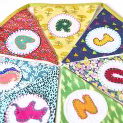 UMW - Upcycled Personalized Name Banner with Animal Motifs (Triangle Flag)