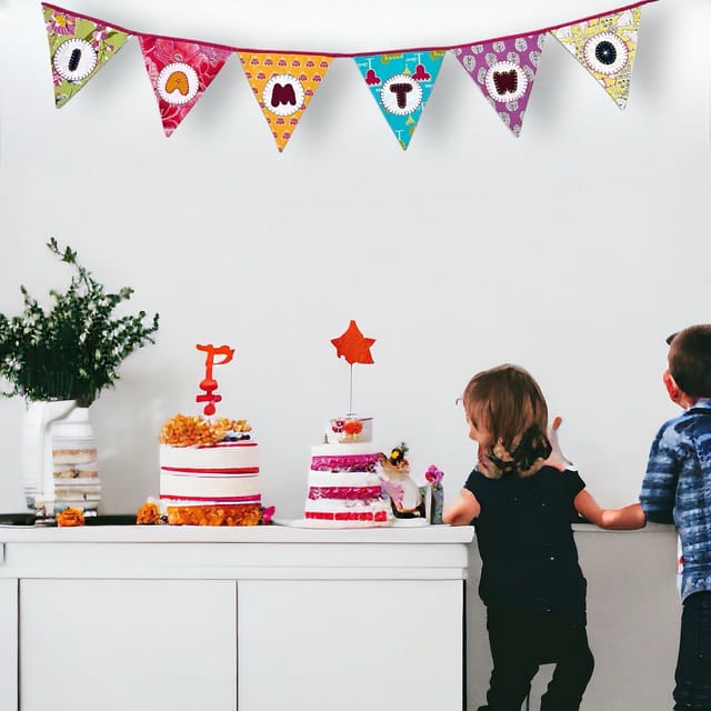 UMW - Customised Age Banner Upcycled Fabric Bunting
