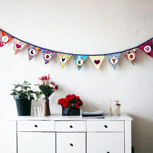 UMW - "I Love You" Upcycled Fabric Bunting