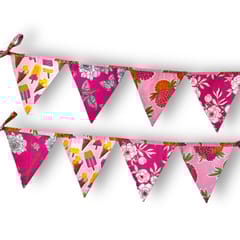 UMW - Upcycled Party Pink Streamer Combo - Pink Banner Bunting + Pink Fringe Streamer Garland (Pack of 2)