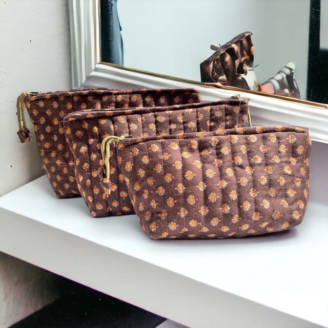 UMW - Bloom & Brown Vanity Pouch (Pack of 3)