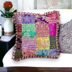 UMW - EarthSilk Patchwork Frilly Cushion Covers (100% Silk)
